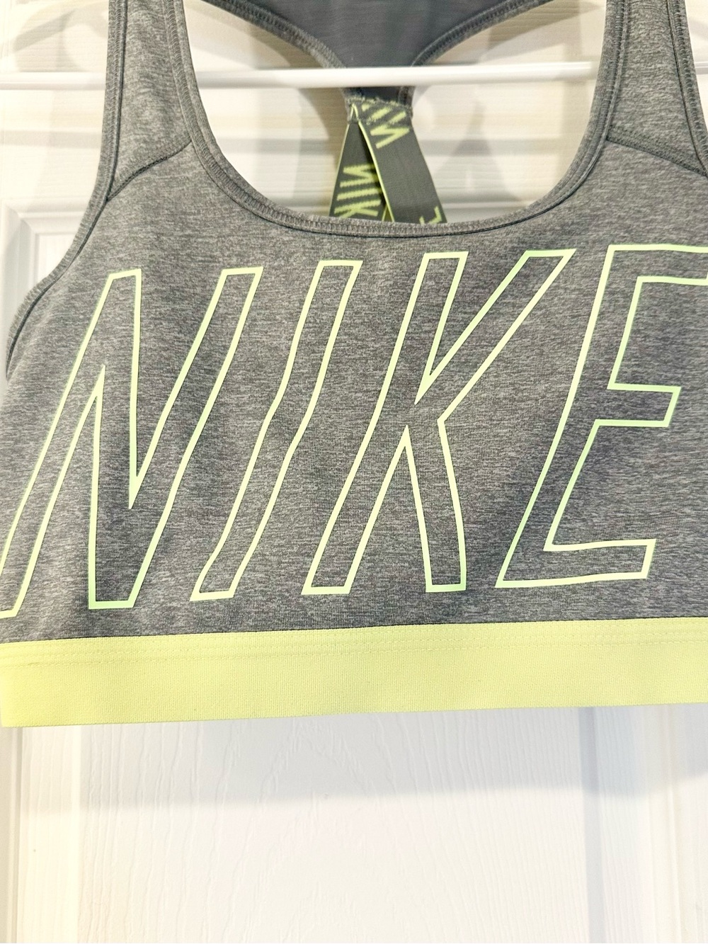 Nike Gray Sports Bra with Neon Yellow Accent - Picture 2 of 4